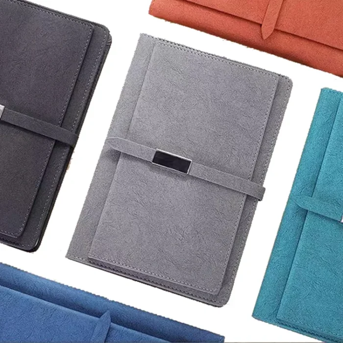 Ensemble Cadeau Promotionnel D'entreprise, Carnet De Notes A5 En Cuir PU Gris Avec Logo Personnalisé, Stylo Et Boîte – Image 8