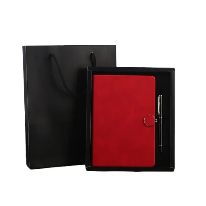 Ensemble Cadeau Promotionnel D'entreprise, Carnet De Notes A5 En Cuir PU Gris Avec Logo Personnalisé, Stylo Et Boîte – Image 7