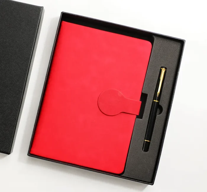 Ensemble Cadeau Promotionnel D'entreprise, Carnet De Notes A5 En Cuir PU Gris Avec Logo Personnalisé, Stylo Et Boîte – Image 6